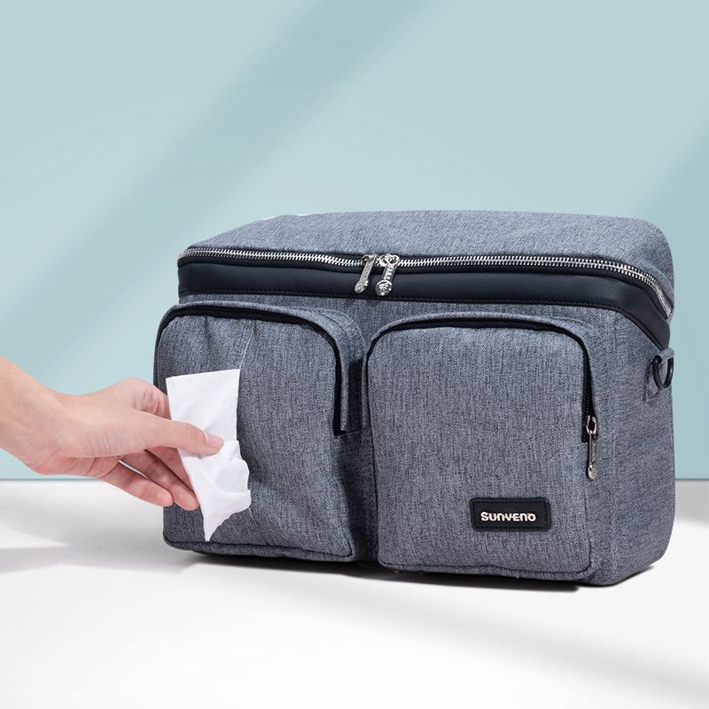 SUNVENO Universal Stroller Organizer Super Large Capacity, 2-in-1 Baby Stroller Organizer Waterproof Insulated Cup Holder Inside, Shoulder Bag & Strolller Storage Bag with 10 Pocket Including, Gray - JM Variety Store